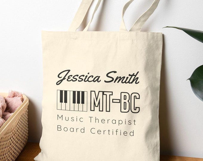 Personalized Music Therapist Tote Bag: Cotton Canvas Instrument Organizer