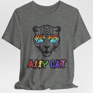 Rainbow Cat Graphic Tee: Unisex Pride Apparel, Animal Lover Shirt