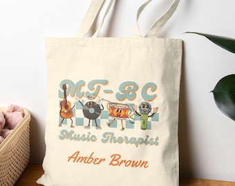 Personalized Music Therapist Tote Bag: 100% Cotton Canvas