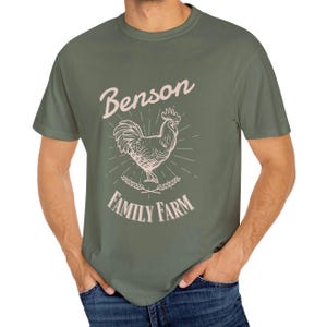 Vintage Chicken Design T-Shirt: Customizable Name, Comfort Colors Farm Shirt