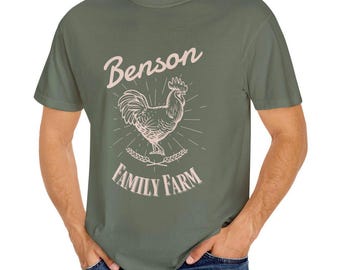 T-shirt vintage Chicken Design : nom personnalisable, chemise de ferme aux couleurs confortables
