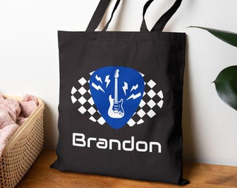Personalized Guitar Tote Bag, Musician Gift, 100% Cotton Canvas (15x16)