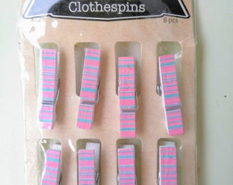 Doll Minatures Natural Wedding Rustic Country Decor Crafting Supplies DIY 8 PCs Pink Blue Crafting Mini Clothespins for Frame Wall Art