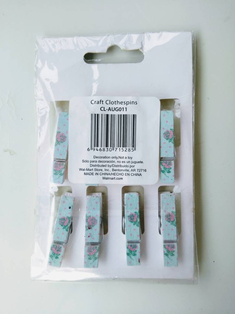Doll Minatures Natural Wedding Rustic Country Decor Crafting Supplies DIY 8 PCs Pink Blue Crafting Mini Clothespins for Frame Wall Art