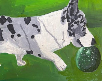 Dude and the Avocado Greeting Card | Original Corgi Painting Card | Funny Dog Art Card | Artist-Made Blank Note Card