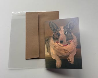 Corgi Greeting Card – Dude With Bells On – Whimsical Dog Art Card