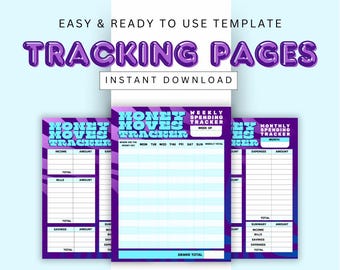 GoldLeaf - Weekly Money Tracker, Weekly Spending Tracker Budget, Monthly Money Tracker, Monthly Tracker Budget (Purple & Blue)