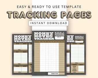 GoldLeaf - Weekly Money Tracker, Weekly Spending Tracker Budget, Monthly Money Tracker, Monthly Tracker Budget (Tan & Brown)