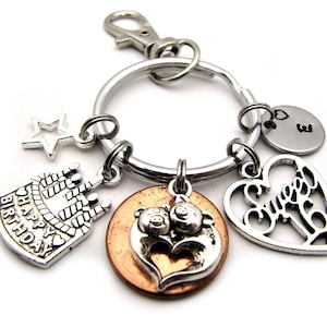 Clé d&#39;anniversaire sweet 16 personnalisé, Sweet 16 Keychain, 16th Birthday Keychain, Sweet 16 Gifts, 16th Birthday Gift, Lucky Penny Keychain