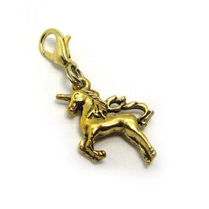 Golden Unicorn Bag Charm, Unicorn Clip on Charm, Uicorn Zipper Puller, Clip on Backpack Charm, Backpack Zipper Puller, Unicorn Zipper Charm