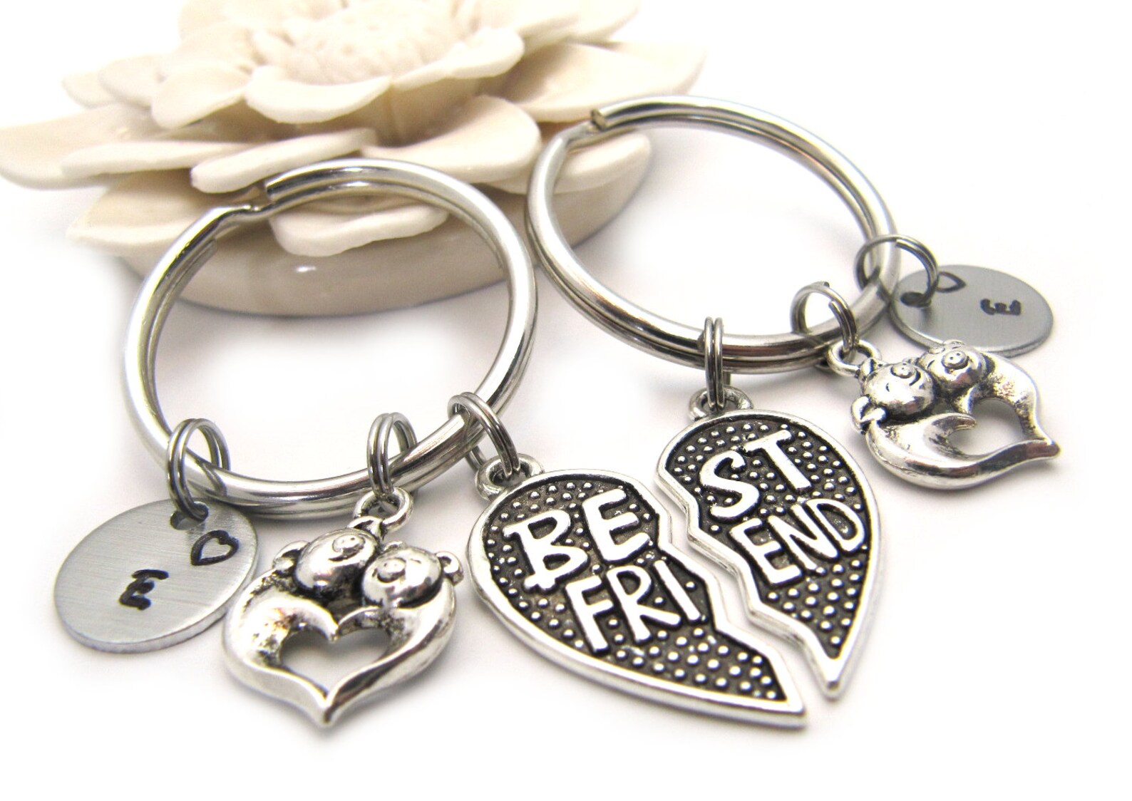Split Heart Friendship Keychain Set of 2 Best Friend Etsy