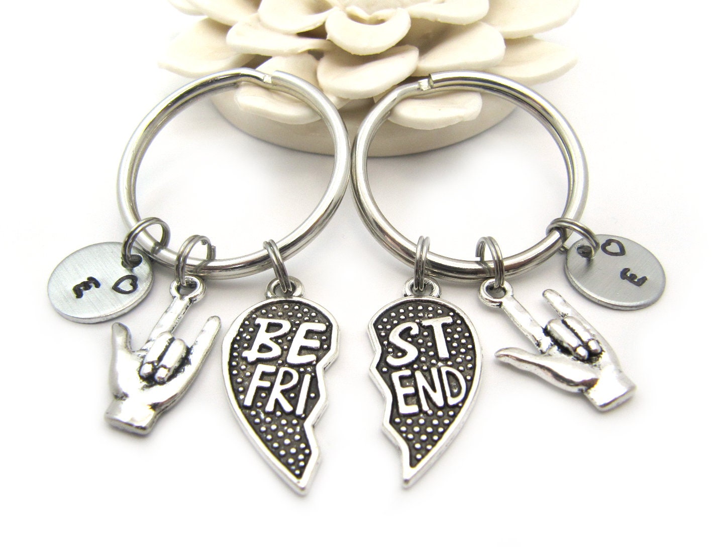 Set of 2 Friendship Keychains Best Friend Keychain for 2 Etsy