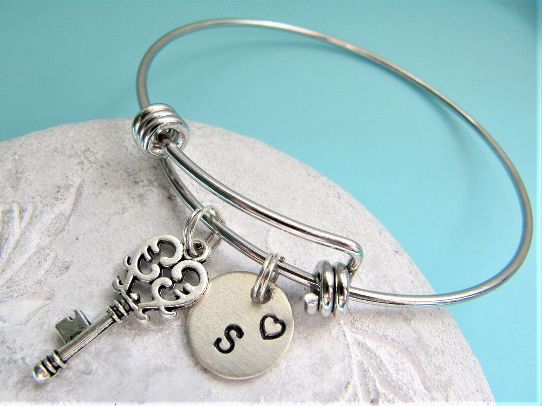 Key Bracelet Key Charm Bracelet Key Jewelry Stamped Etsy