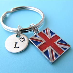 Great Britain Flag Keychain, Patriotic Keychain, British Flag Keychain, Personalized Keychain, Keychain with Charms, Customized Keychain