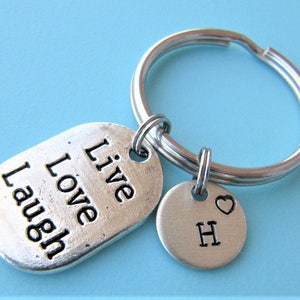 Live Love Life Keychain, Live Love Life Charm Keychain, Initial ...
