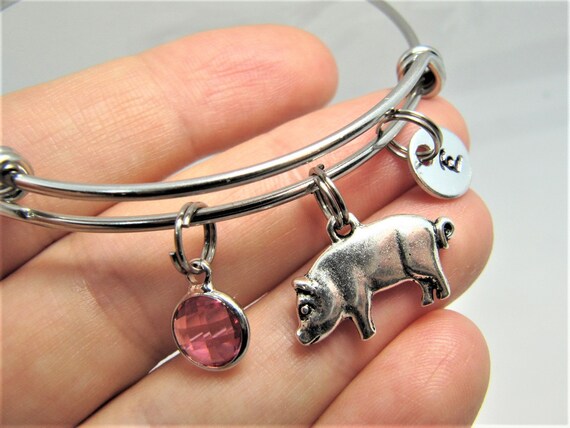 Pig Charm Bracelet Pig Bracelet Pig Jewelry Pig Gifts Pig