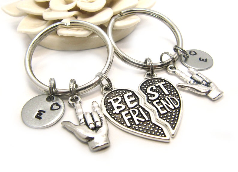 Set of 2 Friendship Keychains Best Friend Keychain for 2 Etsy