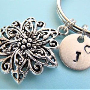 Flower Keychain, Flower Charm, Flower Keyring, Personalized Keychain, Keychain with Charms, Customized Keychain, Flower Key, Cute Keychains