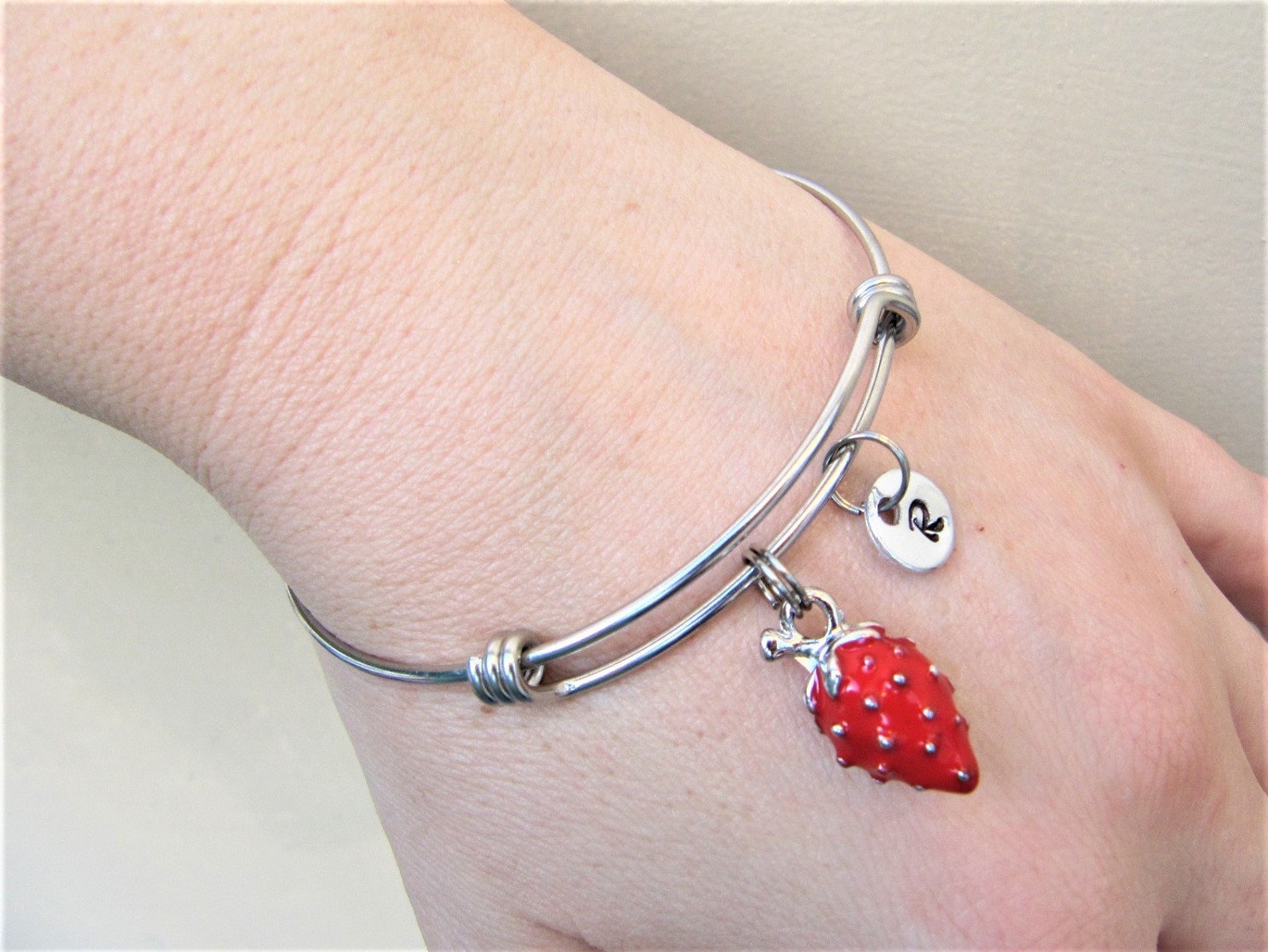 Strawberry Bracelet Strawberry Charm Bracelet Strawberry Etsy UK