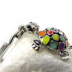 Porte-clé tortue personnalisé - Porte-clé tortue de mer, porte-clé breloque tortue mignonne, porte-clé initiale, cadeau pour les amateurs de tortues, porte-clé tortue de mer