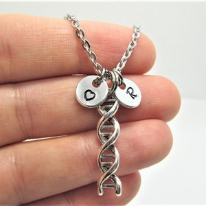 Personalized dna Necklace, DNA Jewelry, DNA Charm Necklace, DNA Gift, Science Necklace, Biology Necklace, Double Helix Necklace, dna pendant