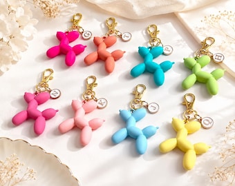 Ballon-Hunde-Taschenanhänger, personalisierter Schlüsselanhänger mit Initialen, süßer Taschenanhänger, Kawaii-Rucksackanhänger, Hunde-Schlüsselanhänger als Geschenk für Sie
