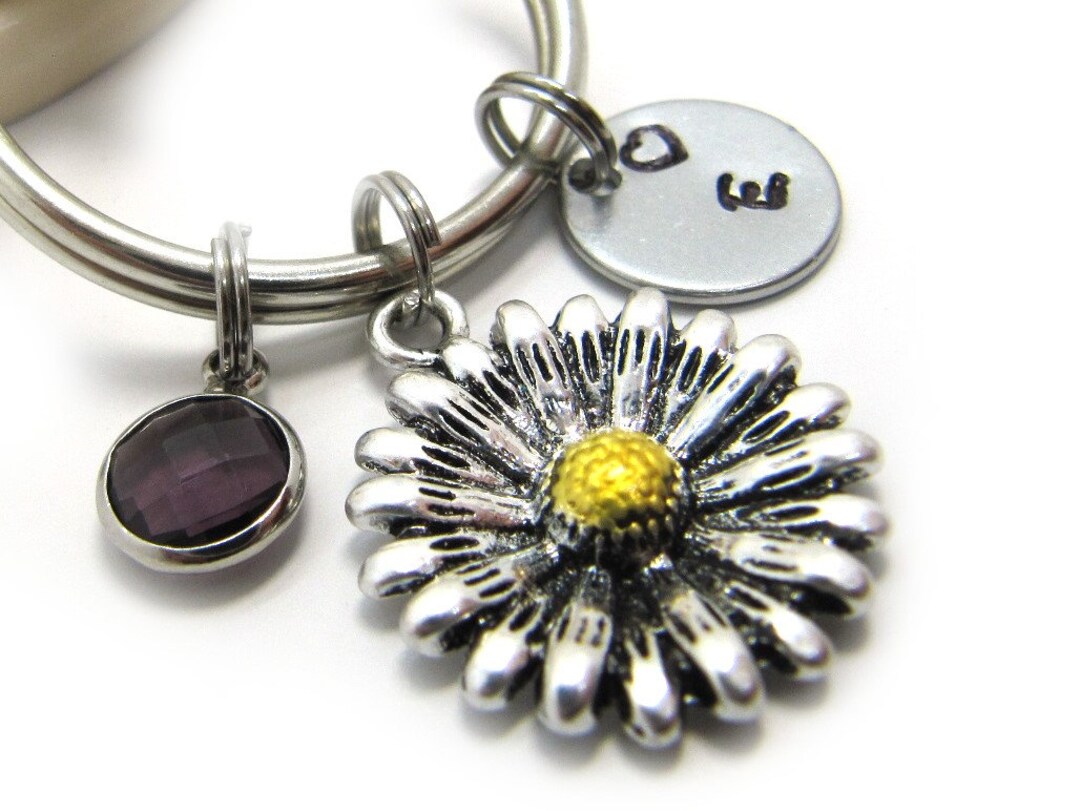Personalized Sunflower Keychain, Flower Keychain, Sunflower Keyring ...