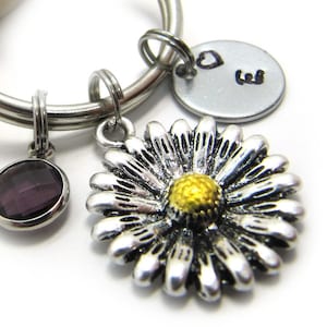 Personalized Sunflower Keychain, Flower Keychain, Sunflower Keyring, Monogram Keychain, Cute Keychains, Floral Keychain, Initial Keychain