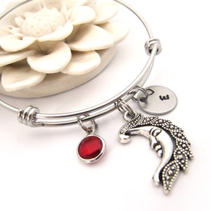 Personalized Moon Bracelet, Silver Moon Bracelet, Moon Jewelry, Moon Lover Gift, Crescent Moon Bangle, Celestial Moon Bracelet, Moon Bangle