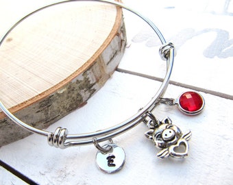 Personalized Pig Charm Bracelet, Pig Jewelry, Pig Lover Gift, Pig Charm Bangle, Pig Gifts, Personalized Pig Bracelet, Silver Pig Bracelet
