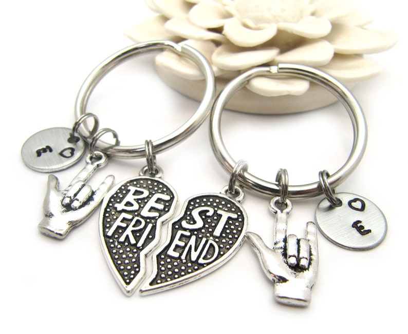 Set of 2 Friendship Keychains Best Friend Keychain for 2 Etsy