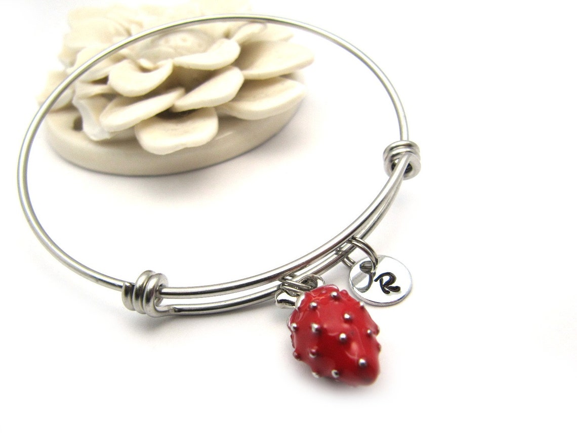 Strawberry Bracelet Strawberry Charm Bracelet Strawberry Etsy