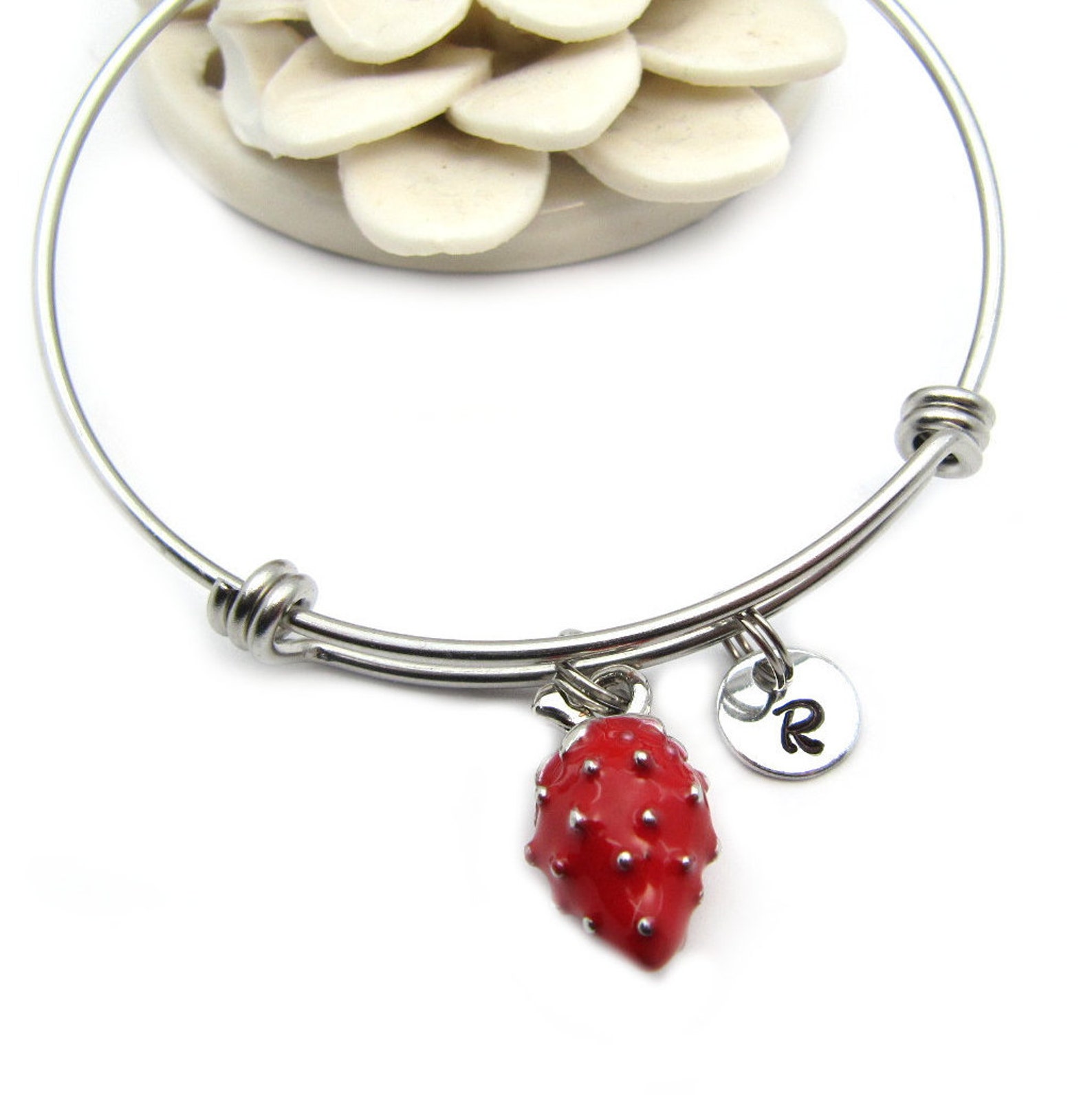 Strawberry Bracelet Strawberry Charm Bracelet Strawberry Etsy UK