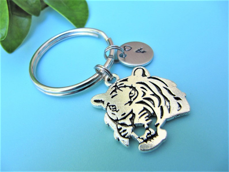 Personalized Tiger Keychain Tiger Keyring Animal Keychain Etsy