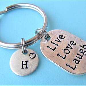 Live Love Life Keychain, Live Love Life Charm Keychain, Initial ...