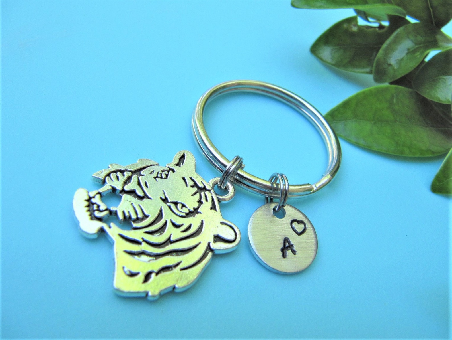 Personalized Tiger Keychain Tiger Keyring Animal Keychain Etsy
