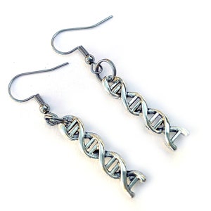 DNA Earrings, DNA jewelry, hypoallergenic stainless steel hook earrings, DNA dangle earrings, biologist earrings