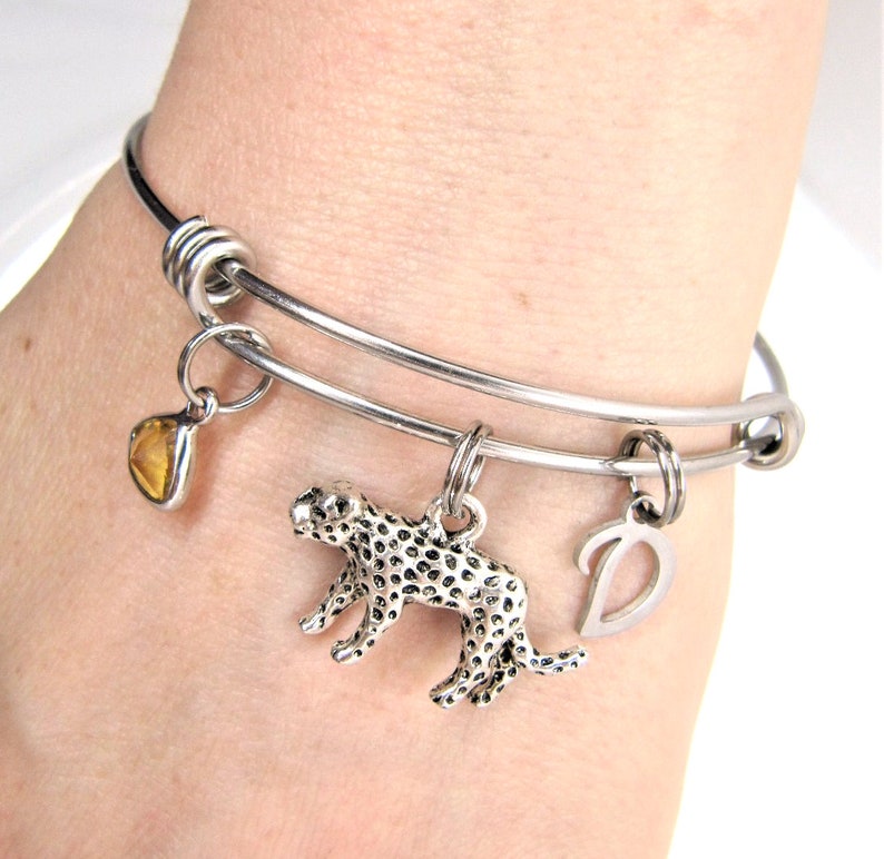 Leopard Bracelet Leopard Charm Bangle Leopard Jewelry Etsy