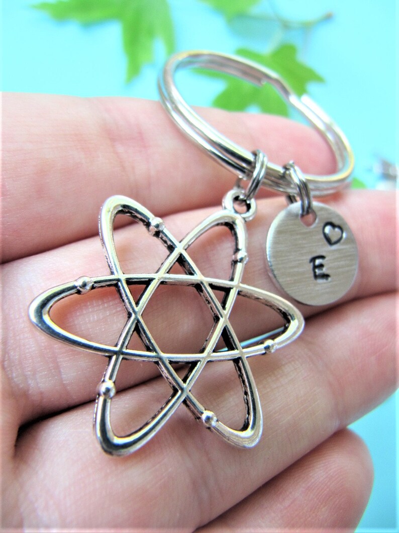Atom Keychain Atom Keyring Science Keychain Atom Gifts Etsy