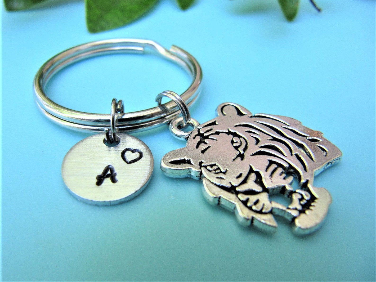 Personalized Tiger Keychain Tiger Keyring Animal Keychain Etsy