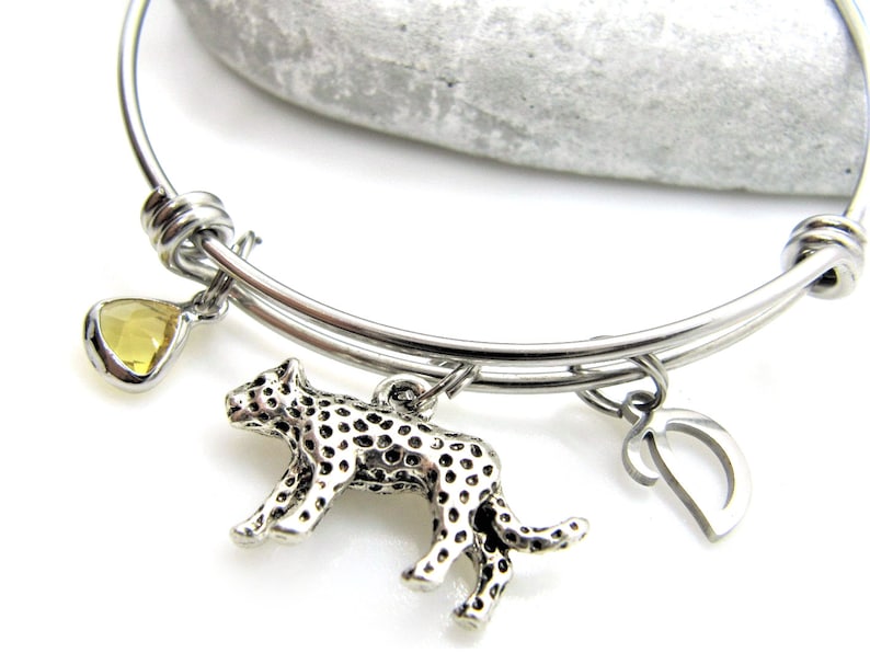 Leopard Bracelet Leopard Charm Bangle Leopard Jewelry Etsy