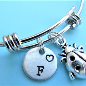 Marienkäfer, Marienkäfer Charm Armband, Marienkäfer Schmuck, gestempelt, erste Bettelarmband, Marienkäfer Armreif, Marienkäfer Charme, Marienkäfer Geschenke