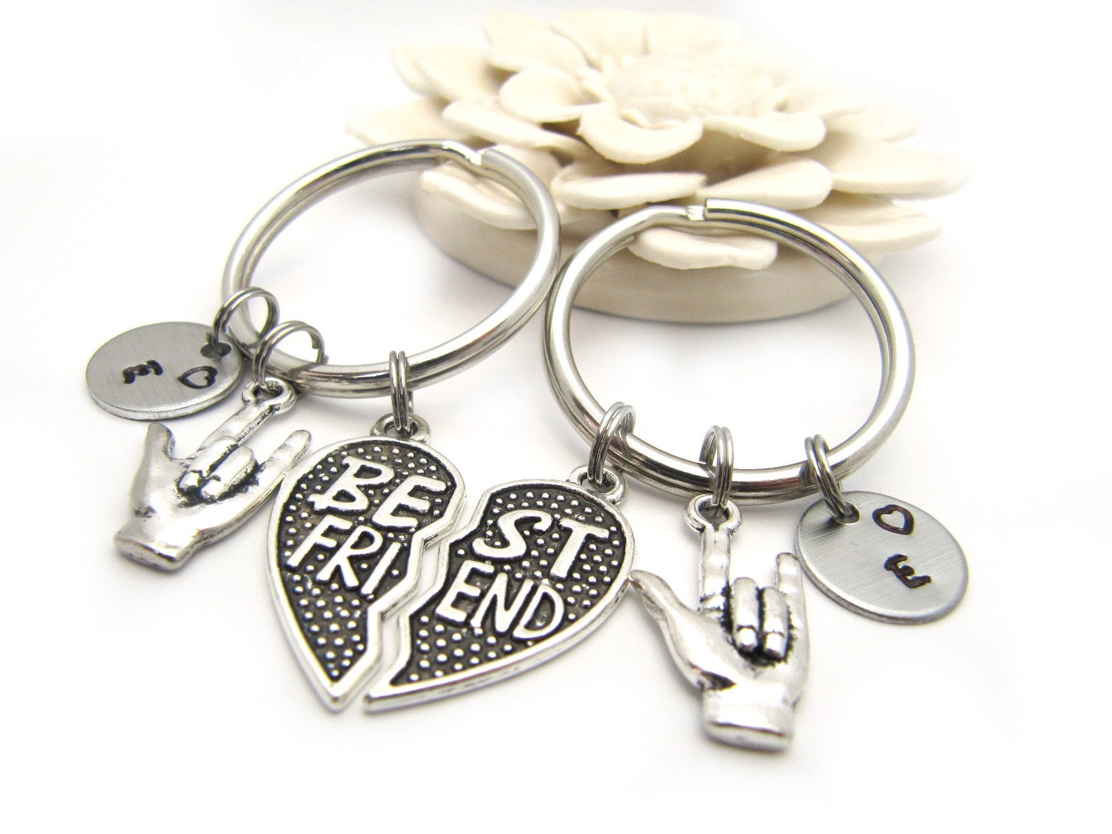 Set of 2 Friendship Keychains Best Friend Keychain for 2 Etsy