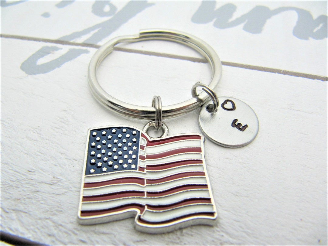 American Flag Keychain Patriotic Keychain Flag Keychain - Etsy