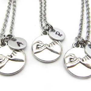 Set of 3 Pinky Promise Necklaces, Silver Pinky Swear Necklace for 3, Promise Necklace, Pinky Swear Pendant, Pinky Swear Jewelry for 3