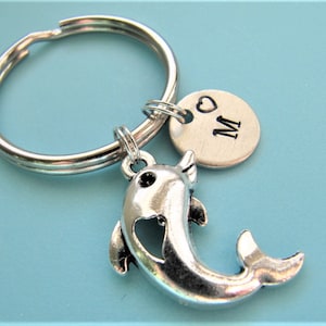 Dolphin Keychain, Dolphin Charm Keychain, Initial Keychain, Personalized Keychain, Keychain with Charms, Customized Keychain, Dolphin Key