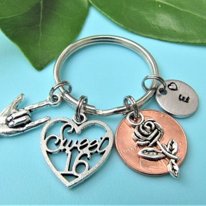 Personnalisé 16 cadeau d’anniversaire, Sweet 16 porte-clés, cadeau Sweet 16, clef, 16ème cadeau d’anniversaire, doux seize porte-clé, porte clé Penny