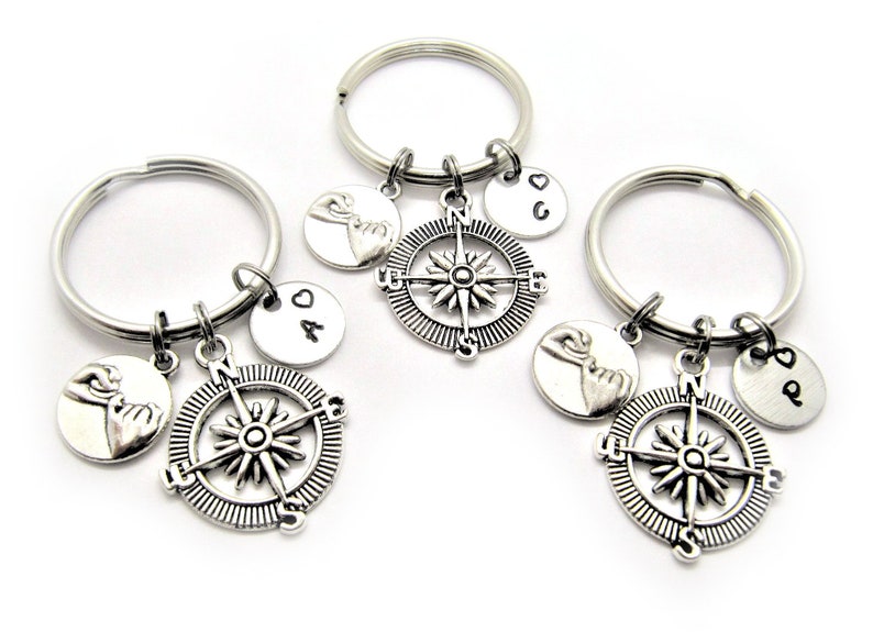 Best Friend Compass Keychain for 3 3 Best Friend Gifts 3 Etsy