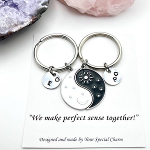 Yin and Yang Keychain Set of 2, Personalized Couple Keychains, Best Friend Gifts, Matching BFF Keychains, Husband Wife Partner Gift