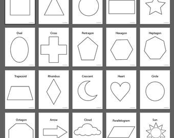 Basic Shape Coloring Pages for Kids | Shape Practice Worksheets | 20 Printable 2D Shapes Activities